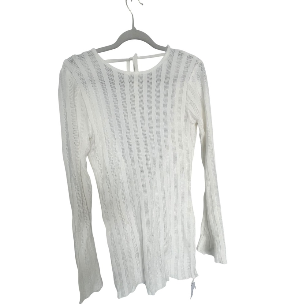 Commense Cover Up‎ Knit Top Bell Sleeve White Beach Resort Size M